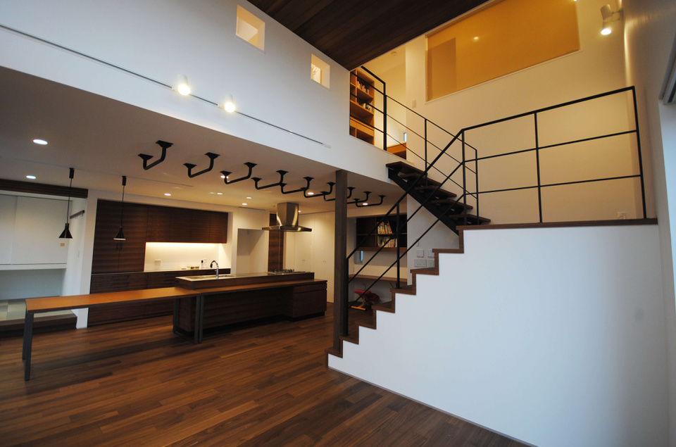 スキップフロアのリビング